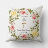 フローラリース十字架イエローピンクローズ クッション (正面)