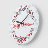 フローラリース及び鳥 ラージ壁時計 (傾斜)