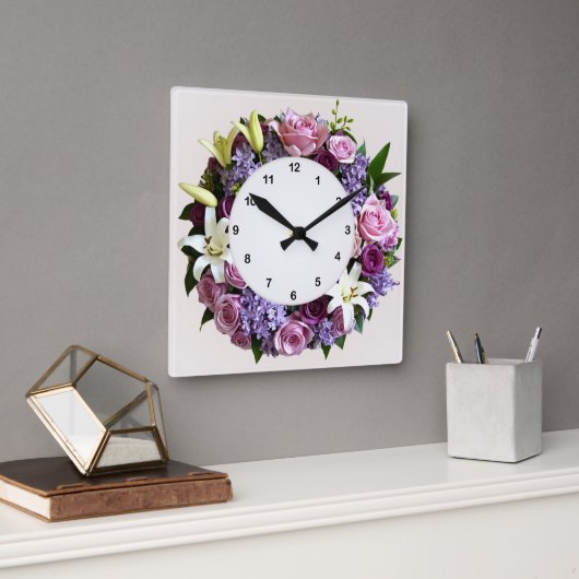 フローラリース壁時計 スクエア壁時計 (オフィス)