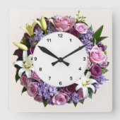 フローラリース壁時計 スクエア壁時計 (正面)