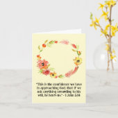 フローラリース宗教上のインスパイア挨拶の引用文 カード (黄色い花)