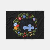 フローラリース彼は復活イエスキリストのクリスチャン幸せEa フリースブランケット (正面(横))