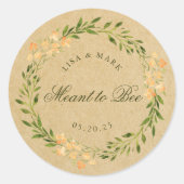 フローラリース意図されてビー結婚式の引き出物クラフト ラウンドシール (正面)