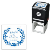 フローラリース日付のカスタムウェディングスタンプの保存 セルフインキングスタンプ (インサイチュ)