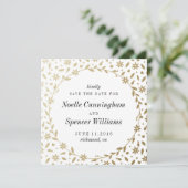 フローラリース日付カードをゴールドフォイルに保存 セーブザデート (スタンド正面)