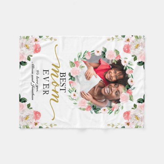 フローラリース最高の写真母なる母の日 フリースブランケット (正面(横))