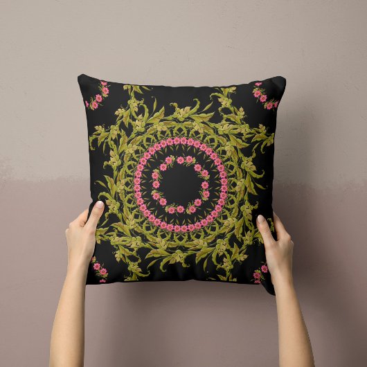 フローラリース枕インブラック クッション