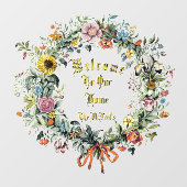 フローラリース歓迎テンプレート ウィンドウサイン (シート)