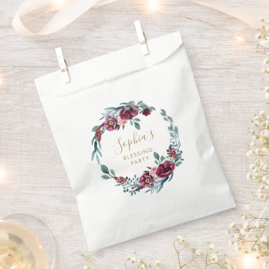 フローラリース母及びベビー賛美パーティー フェイバーバッグ (クリップ留めされた状態)