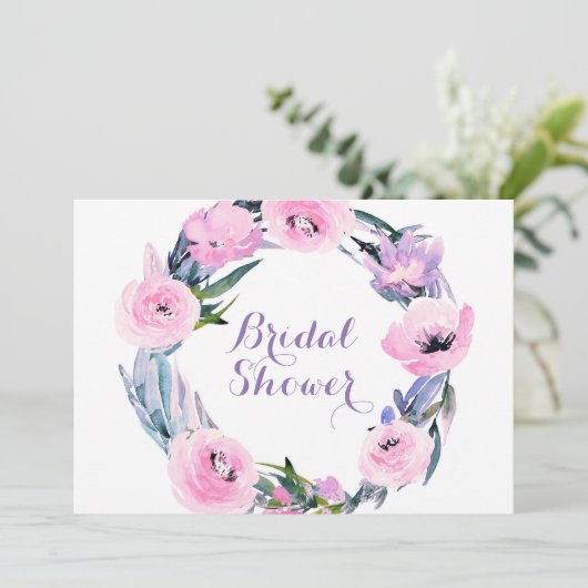 フローラリース水彩エレガントブライダルシャワー 招待状 (スタンド正面)