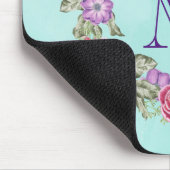 フローラリース水彩フラワーズモノグラカスタムム マウスパッド (コーナー)