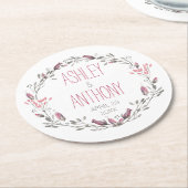 フローラリース水結婚色 ラウンドペーパーコースター (アングル)