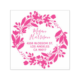 フローラリース硬化性明るい赤紫色差出人住所 セルフインキングスタンプ