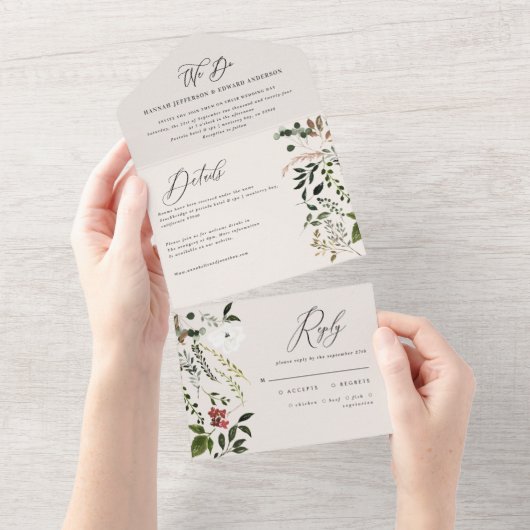 フローラリース秋をすべて1回の招待 オールインワン招待状 (貼ってはがせる)