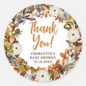 フローラリース秋リトルカボチャ赤ちゃんシャワー ラウンドシール (正面)