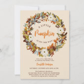 フローラリース秋リトルカボチャ赤ちゃんシャワー 招待状 (正面)