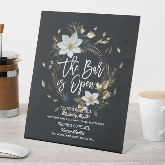フローラリース結婚ズバーはOpen Drink Menu 台座サイン (インサイチュ)