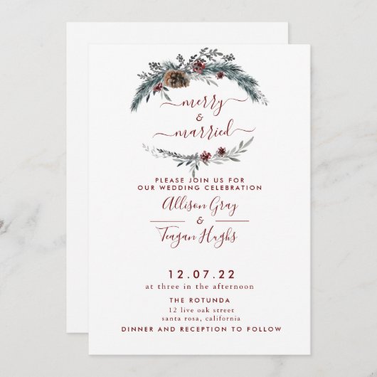 フローラリース結婚式招待状 招待状 (正面/裏面)