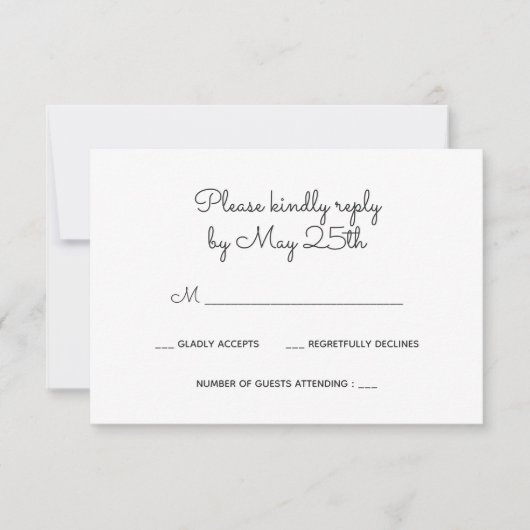 フローラリース結婚式RSVPカード 出欠カード (正面)