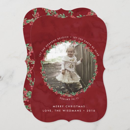 フローラリース聖なる書物、 経典クリスマスフォトカード シーズンカード (正面/裏面)