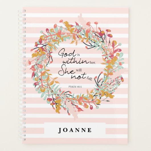 フローラリース聖書詩Psalms Pinkストライプ プランナー手帳 (正面)