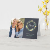 フローラリース誕生日Mom用フォトカード カード (黄色い花)