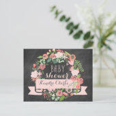 フローラリース黒板 |ベビーシャワー招待状 インビテーションポストカード (スタンド正面)