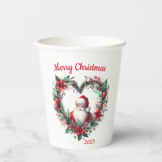 フローラリース – クリスマス2023サンタクロース 紙コップ (正面)