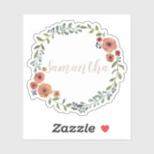 フローラリース パーソナライズされた シール (シート)