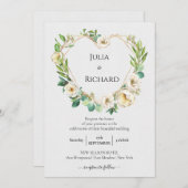 フローラリース |ホワイトピーニー結婚ズお祝い 招待状 (正面/裏面)