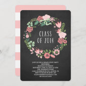 フローラリース|卒業パーティー招待状 招待状 (正面/裏面)