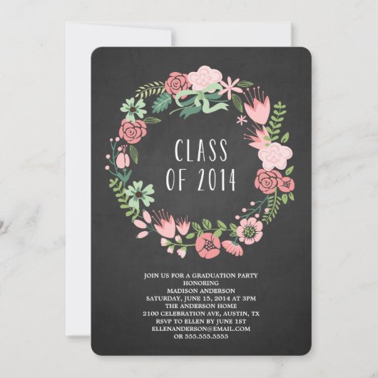 フローラリース|卒業パーティー招待状 招待状 (正面)