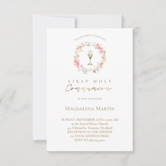 フローラリース | 第一聖餐式 招待状 (正面)