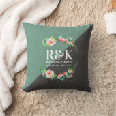 フローラリース、結婚のモノグラムスプリットクレインバック クッション (ブランケット)