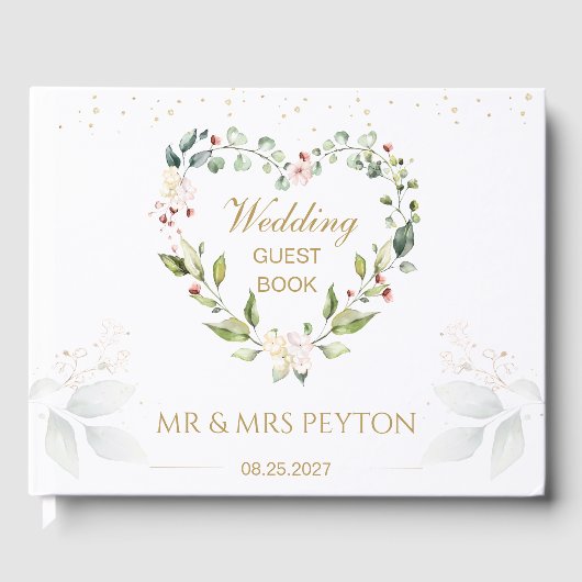 フローラリース、緑の結婚葉のゲストブック ゲストブック (正面)