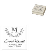 フローラリース、花枝モノグラム2アドレス ラバースタンプ (押印)