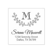 フローラリース、花枝モノグラム2アドレス ラバースタンプ (インプリント)