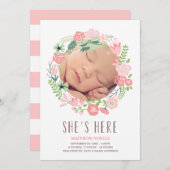 フローラリース |誕生のお知らせ 案内状 (正面/裏面)