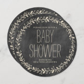 フローラリース|黒板ベビーシャワー招待状 招待状 (正面/裏面)