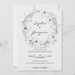 フローラリース   Sketch Peony結婚のお祝い 招待状