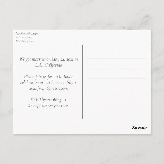 フローラリースWe得発表結婚した招待状 ポストカード (裏面)