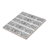 フローラリーフダマスク白黒スクロールパターン タイル (側面)