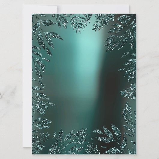 フローラリーフフレームグリッターティール(緑がかった色)水中競技 フォーマル 招待状 (裏面)