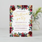 フローラリーフ企業のクリスマスパーティー金ゴールド 箔招待状 (立ち正面)