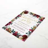 フローラリーフ企業のクリスマスパーティー金ゴールド 箔招待状 (回転した状態)