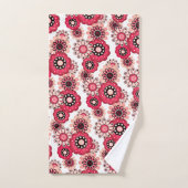 フローラルな田舎風レトロ赤と白 バスタオルセット (ハンドタオル)