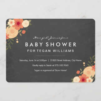 フローラルな黒板 Baby Shower の招待状 招待状