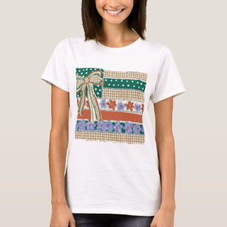 フローラルアメリカ国旗シャツPNG、レトロコケットボウ Tシャツ
