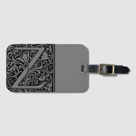 フローラルアルファベット モノグラム Z 荷物タグ ラゲッジタグ (正面横)