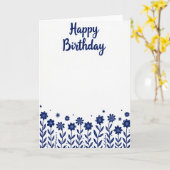 フローラルインディゴ 誕生日カード カード (黄色い花)